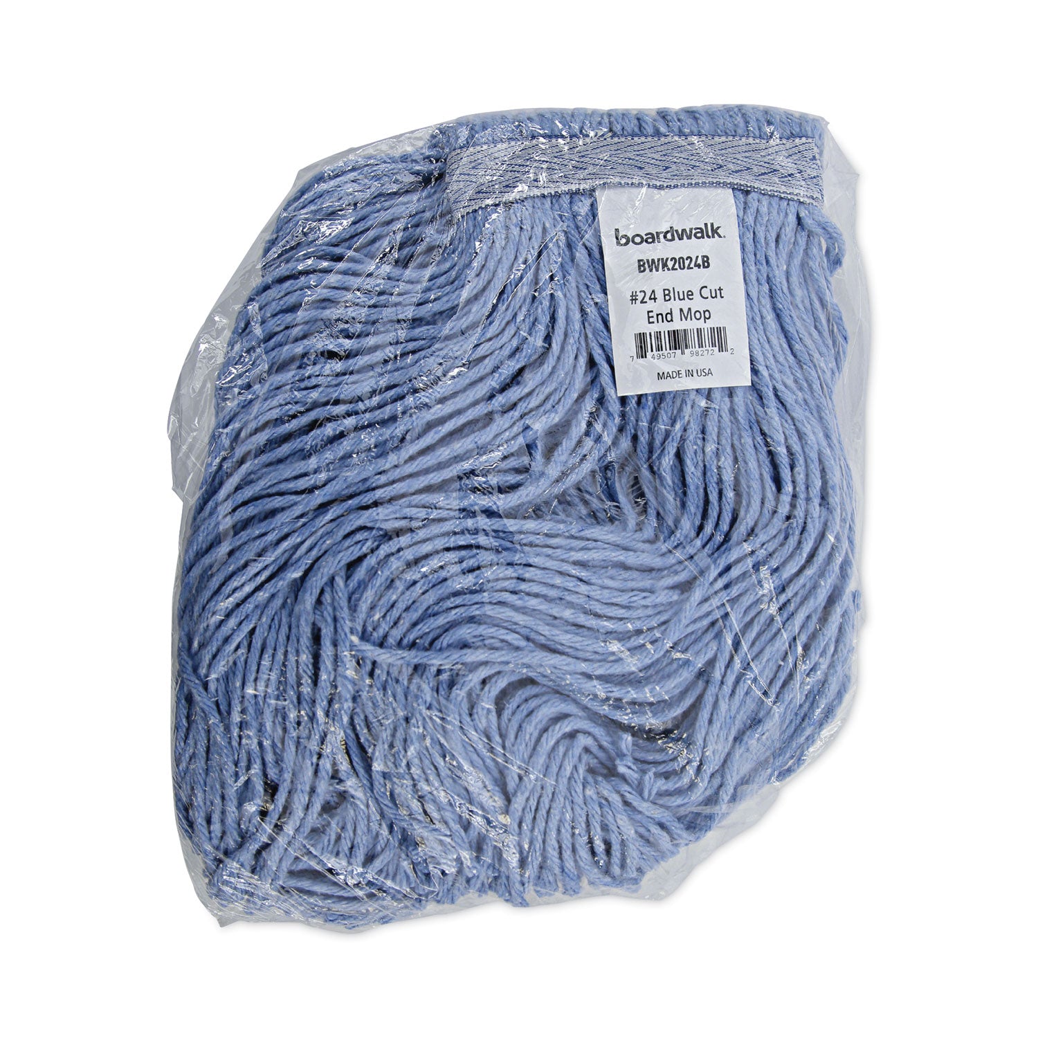 Mop Head, Standard Head, Cotton/Synthetic Fiber, Cut-End, #24, Blue, 12/Carton - 