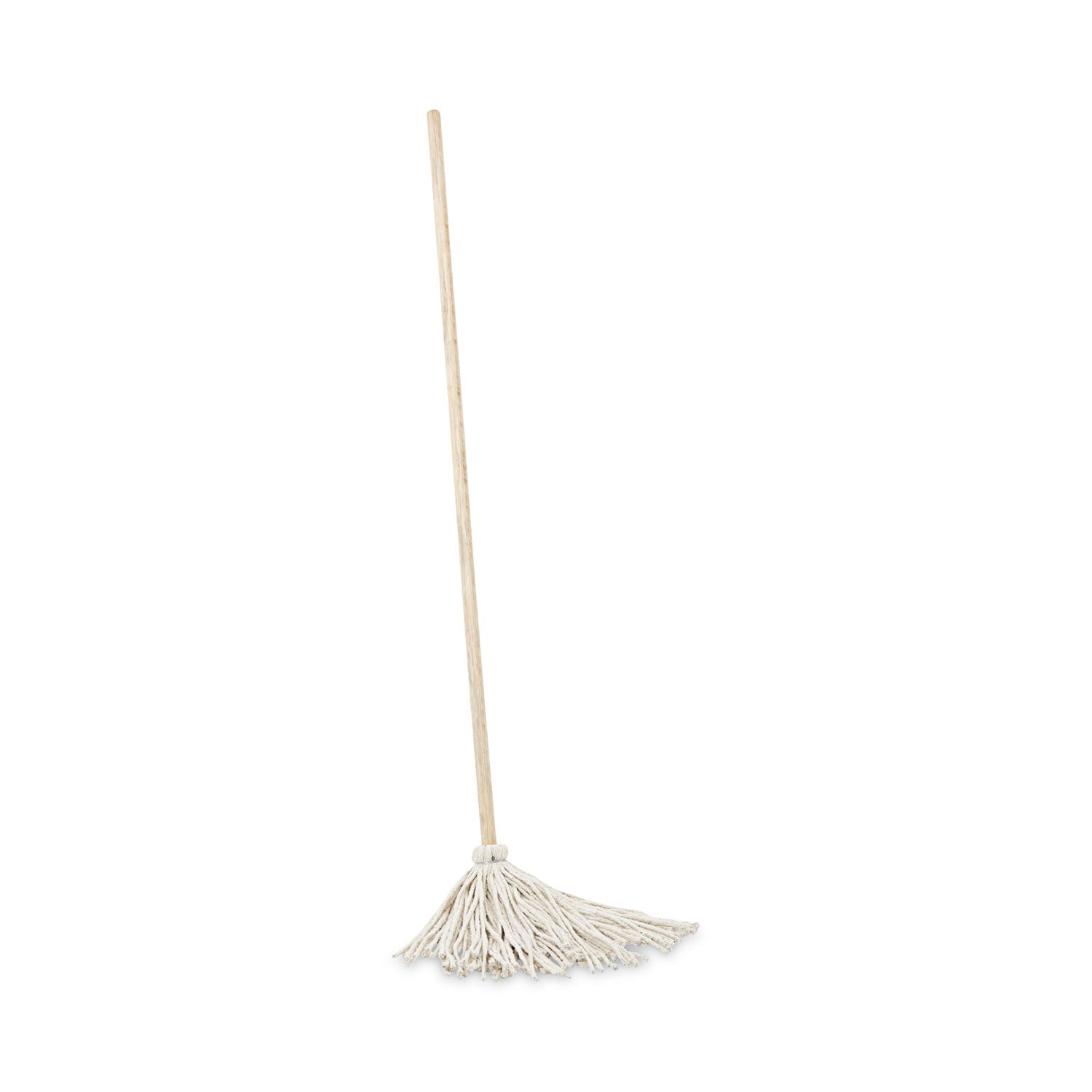 Handle/Deck Mops, #12 White Cotton Head, 48" Natural Wood Handle, 6/Pack - 