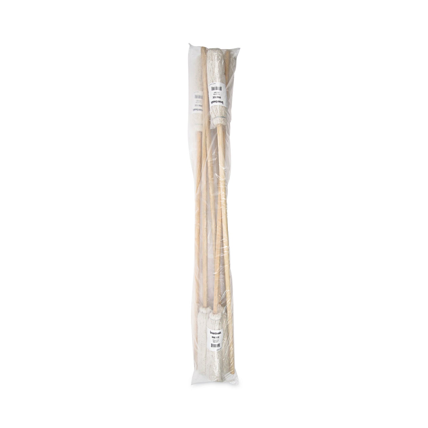 Handle/Deck Mops, #12 White Cotton Head, 48" Natural Wood Handle, 6/Pack - 