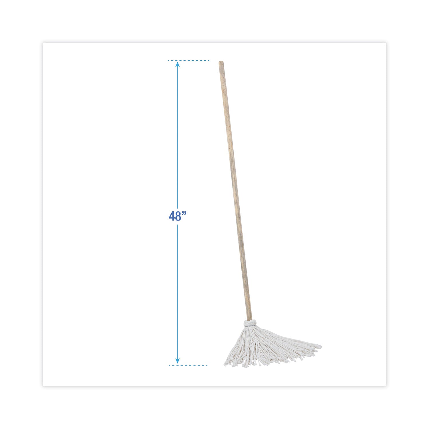 Handle/Deck Mops, #12 White Rayon Head, 48" Natural Wood Handle, 6/Pack