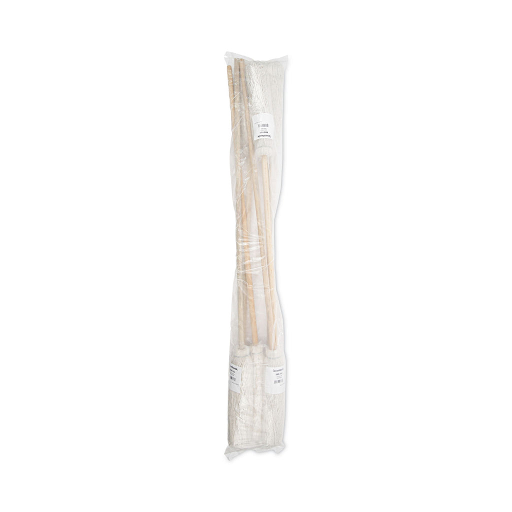Handle/Deck Mops, #16 White Cotton Head, 48" Natural Wood Handle