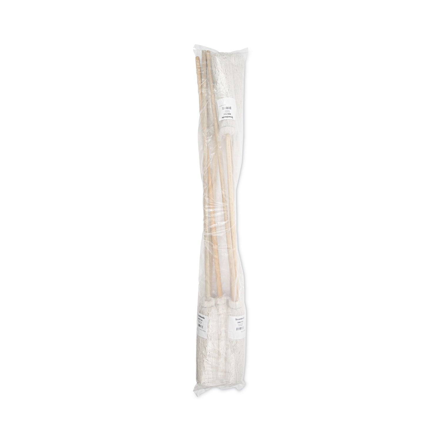 Handle/Deck Mops, #16 White Cotton Head, 48" Natural Wood Handle