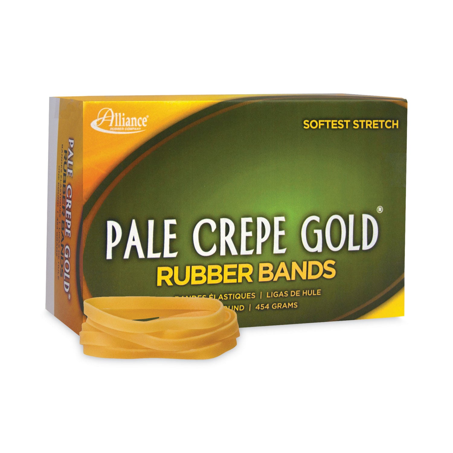 Pale Crepe Gold Rubber Bands, Size 64, 0.04" Gauge, Golden Crepe, 1 lb Box, 490/Box - 