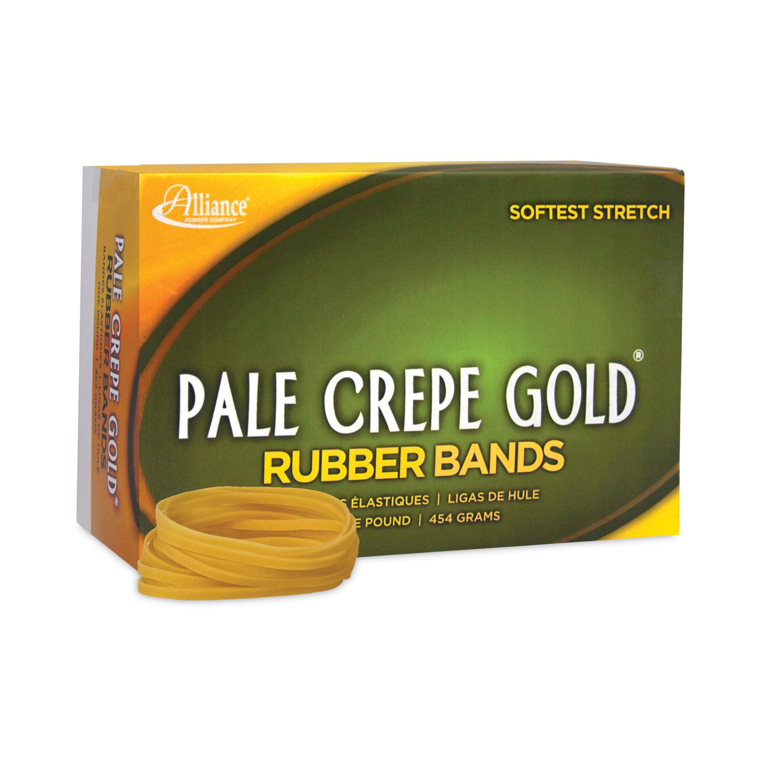 Pale Crepe Gold Rubber Bands, Size 32, 0.04" Gauge, Golden Crepe, 1 lb Box, 1,100/Box - 