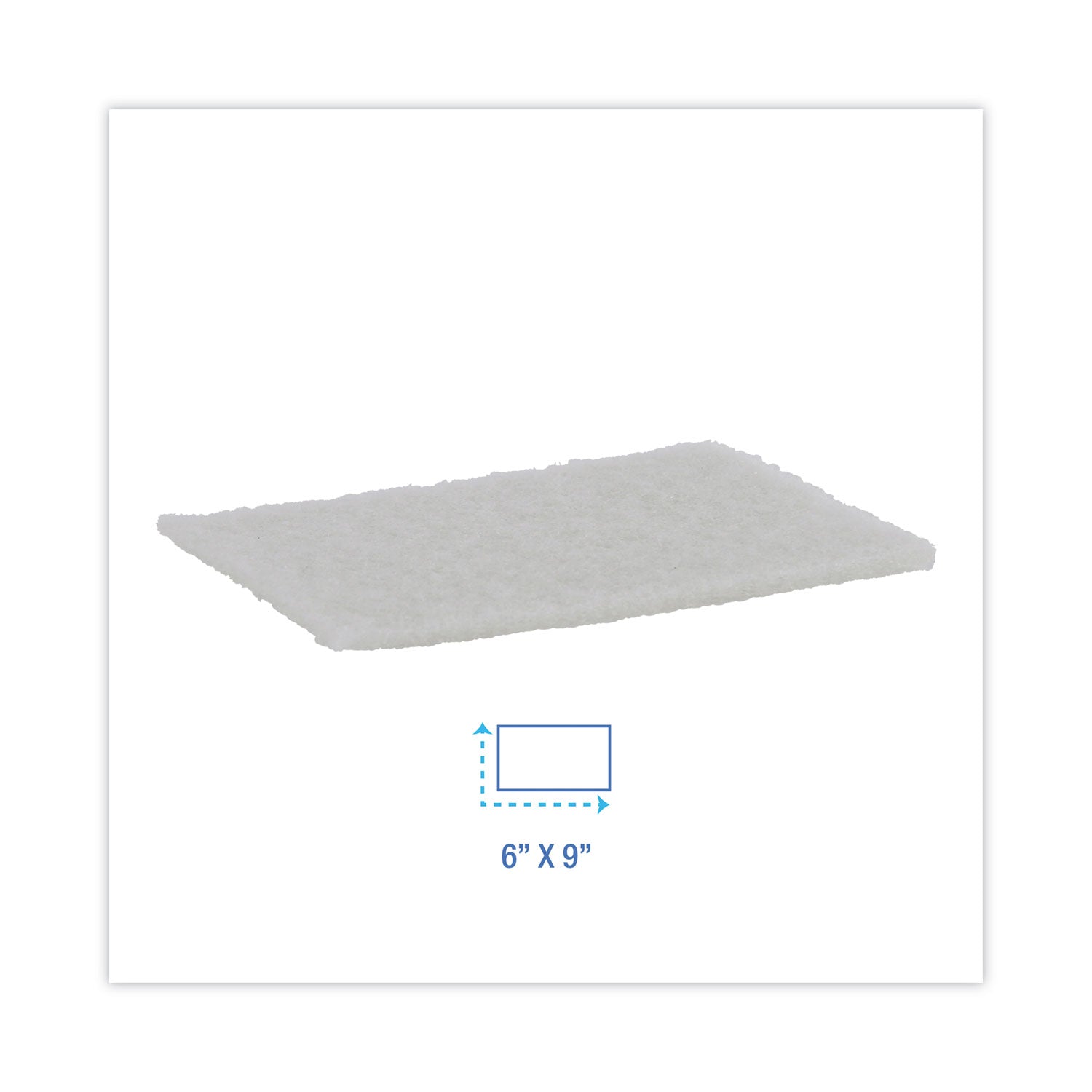 Light Duty Scour Pad, White, 6 x 9, White, 20/Carton - 