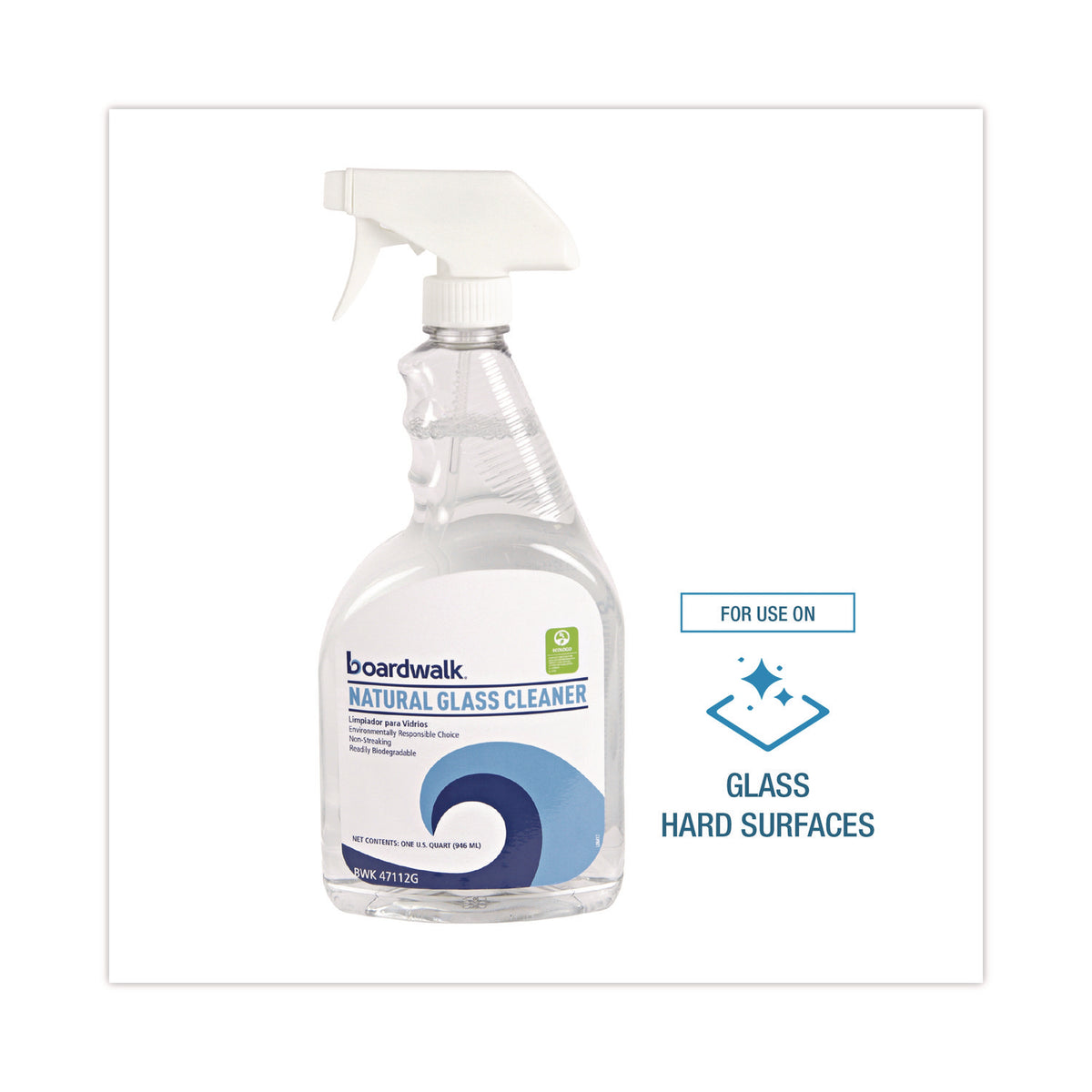 Natural Glass Cleaner, 32 oz Trigger Spray Bottle, 12/Carton