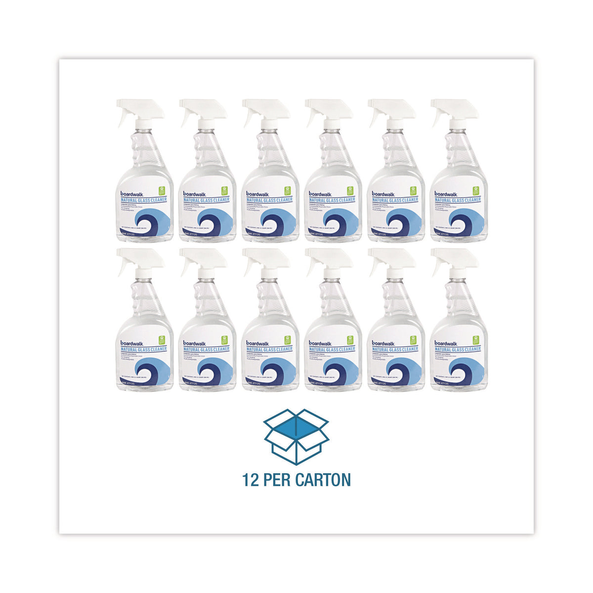 Natural Glass Cleaner, 32 oz Trigger Spray Bottle, 12/Carton