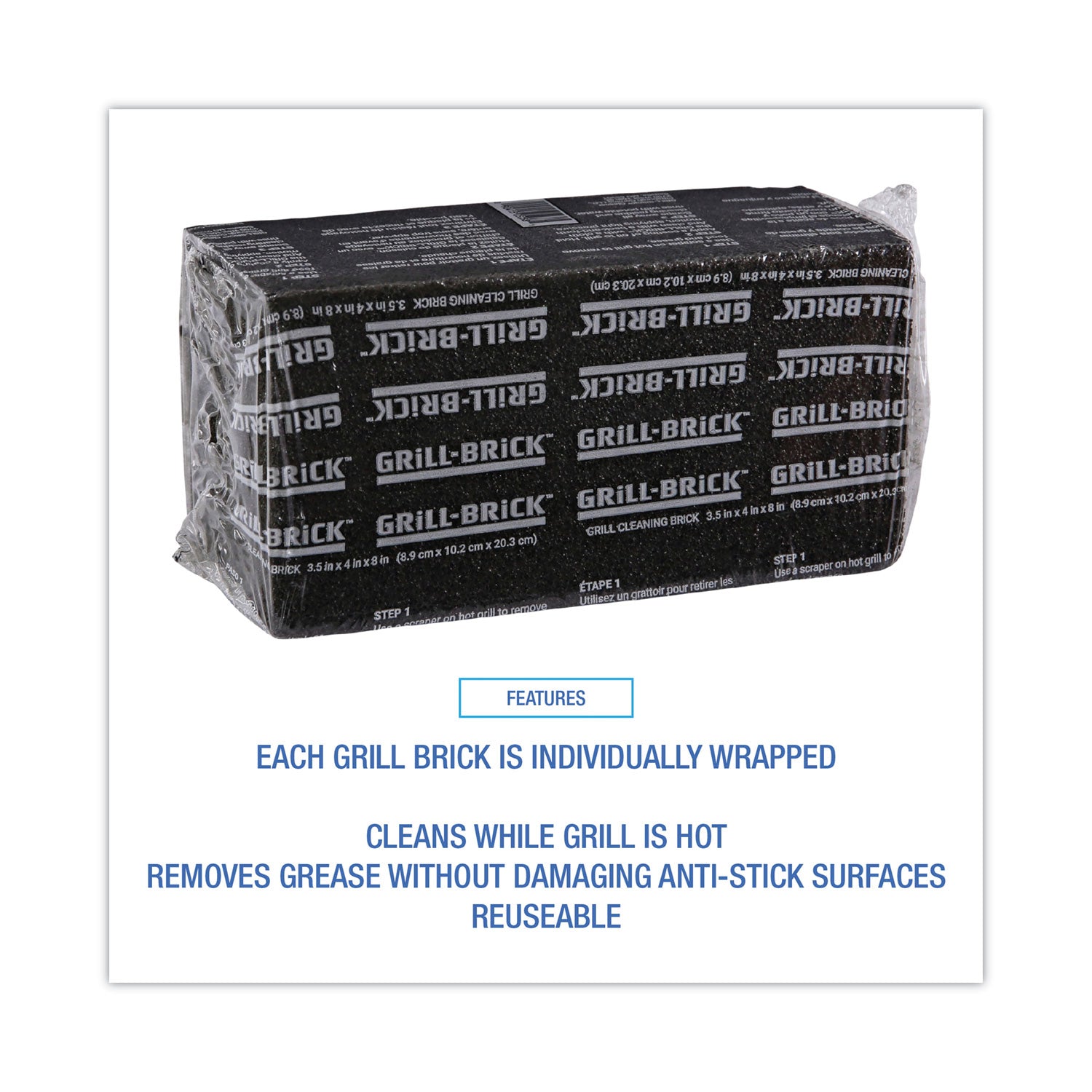 Grill Brick, 8 x 4, Black, 12/Carton - 