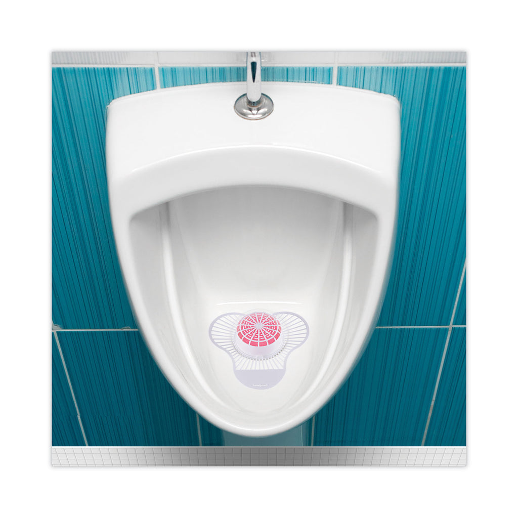 Urinal Screen with Para Deodorizer Block, Cherry Scent, 3 oz, Red/White, 12/Box - 