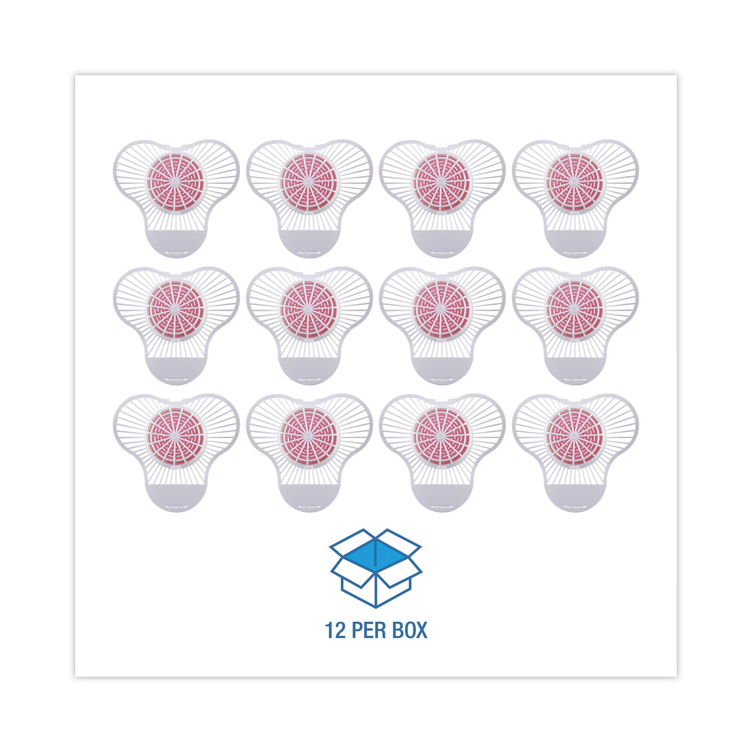 Urinal Screen with Para Deodorizer Block, Cherry Scent, 3 oz, Red/White, 12/Box