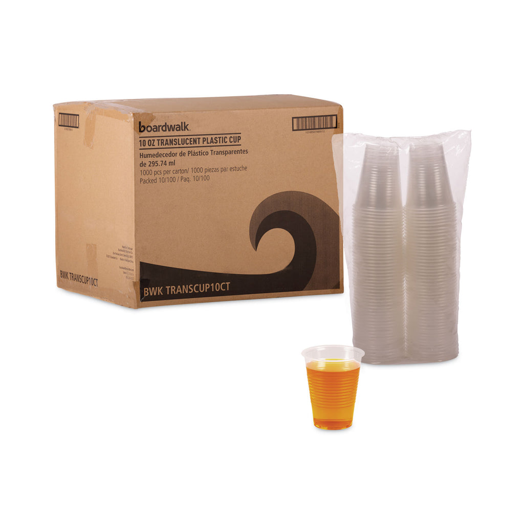 Translucent Plastic Cold Cups, 10 oz, Polypropylene, 100 Cups/Sleeve, 10 Sleeves/Carton