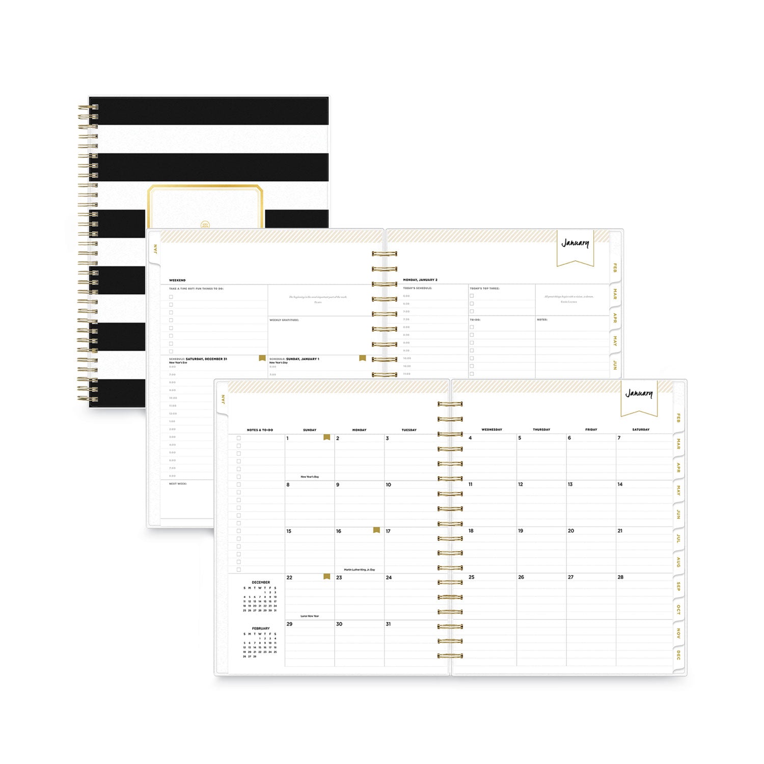 day-designer-daily-monthly-frosted-planner-rugby-stripe-artwork-10-x-8-black-white-cover-12-month-july-june-2023-2024_bls137885 - 1