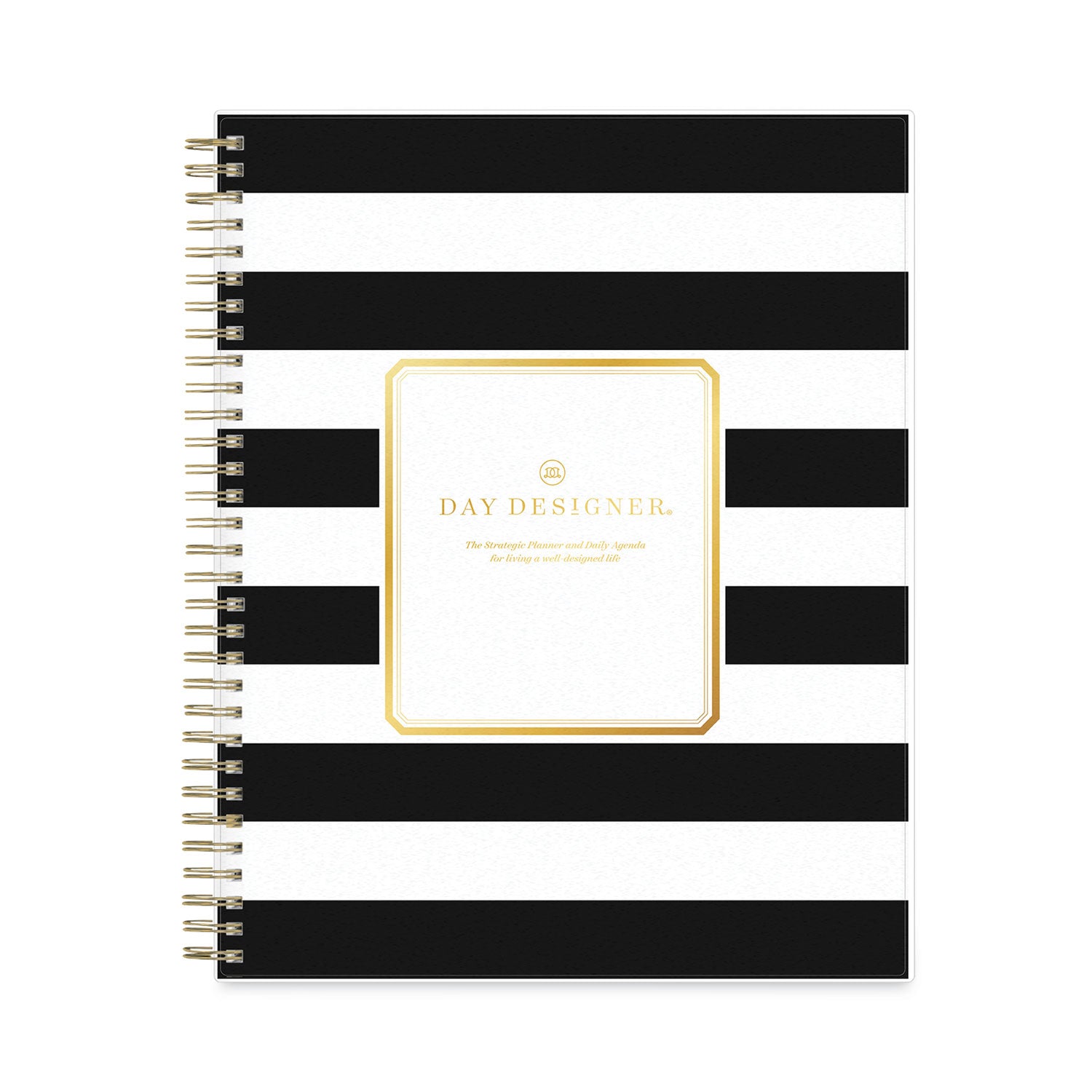day-designer-daily-monthly-frosted-planner-rugby-stripe-artwork-10-x-8-black-white-cover-12-month-july-june-2023-2024_bls137885 - 2