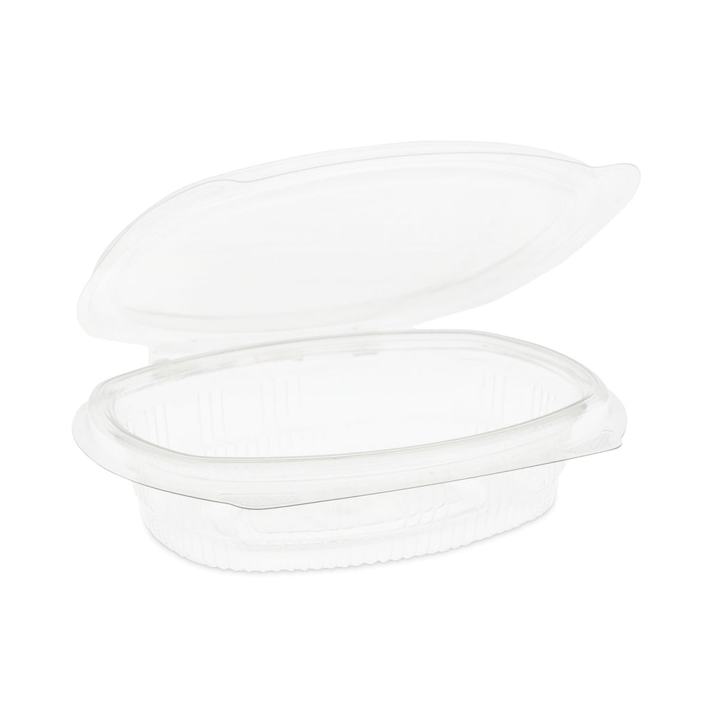 EarthChoice Recycled PET Hinged Container, 8 oz, 4.92 x 5.87 x 1.32, Clear, Plastic, 200/Carton