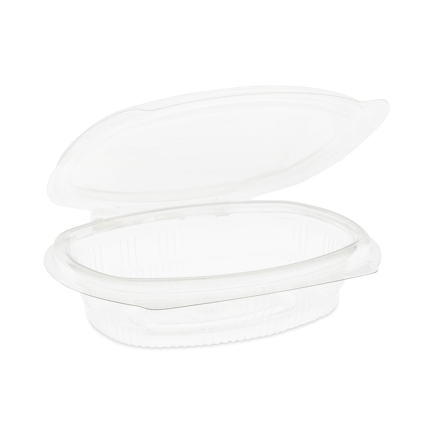 EarthChoice Recycled PET Hinged Container, 8 oz, 4.92 x 5.87 x 1.32, Clear, Plastic, 200/Carton