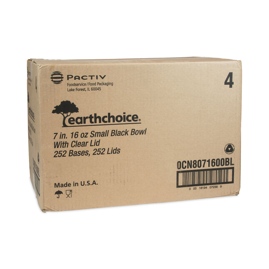 EarthChoice MealMaster Container with Lid, 16 oz, 7 x 7 x 1.8, Black/Clear, Plastic, 252/Carton