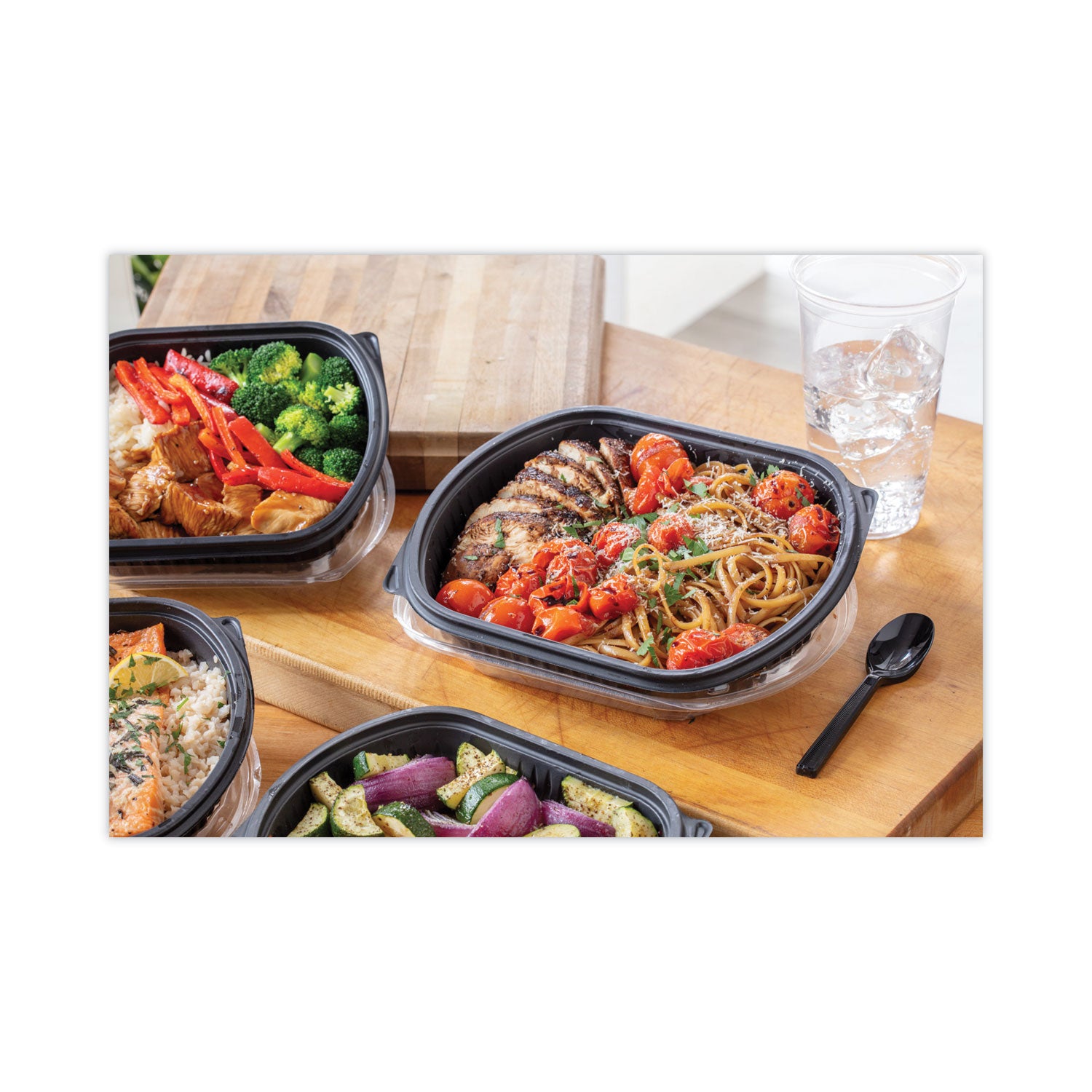 Clearview Micromax Microwavable Container, 36 oz, 9.38 x 8 x 1.5, Black, Plastic, 250/Carton