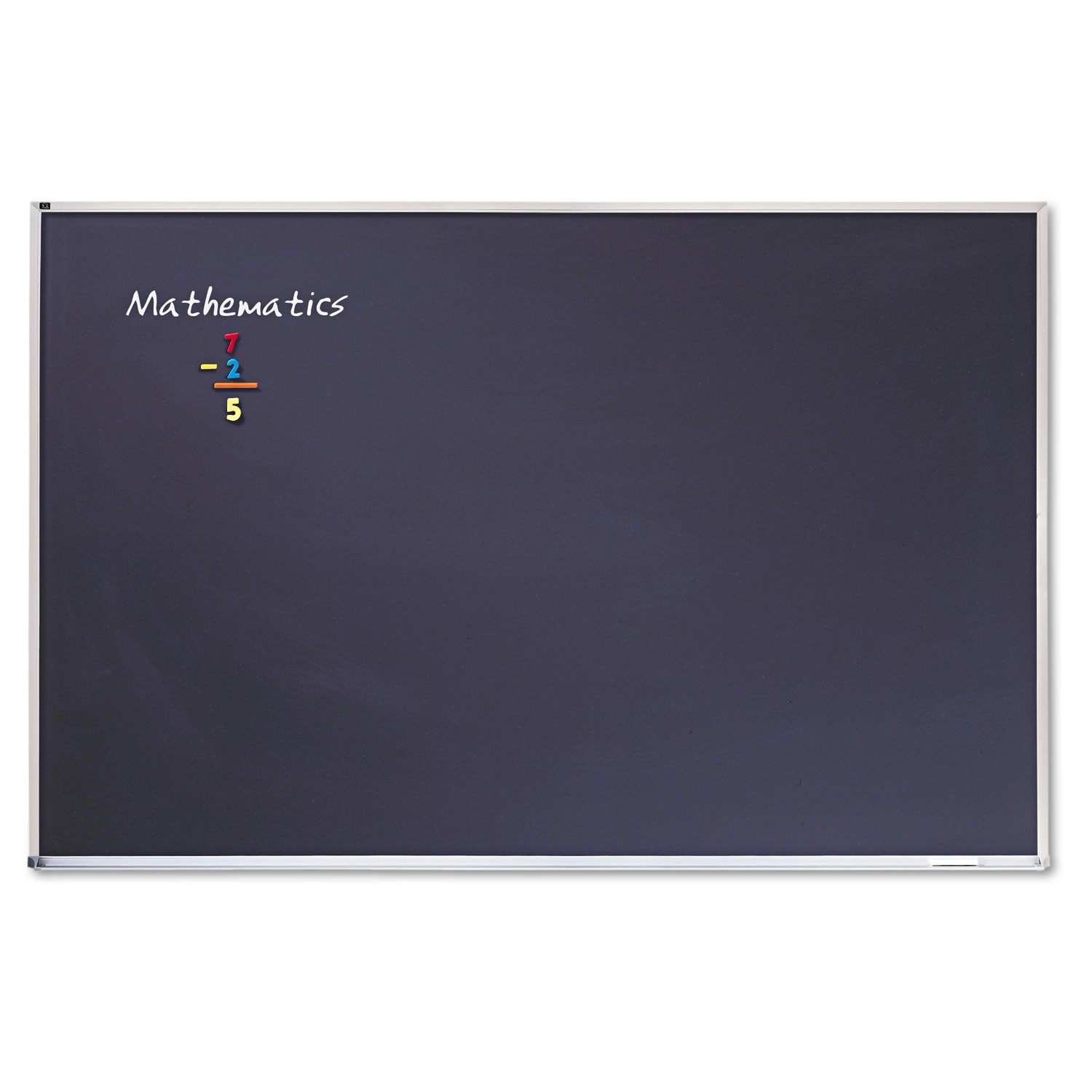 Porcelain Magnetic Chalkboard, 72 x 48, Black Surface, Silver Aluminum Frame - 