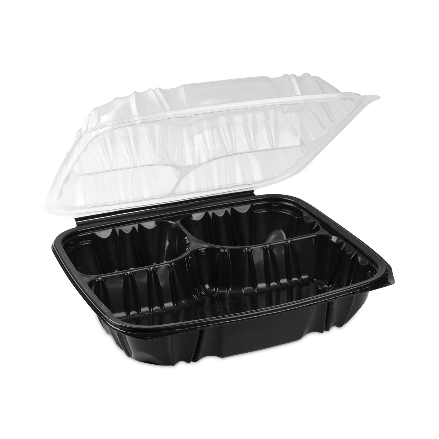 earthchoice-vented-dual-color-microwavable-hinged-lid-container-3-comp-base-lid-34-oz-105x95x3-blk-clr-plastic-132-ct_pctdc109330b000 - 2