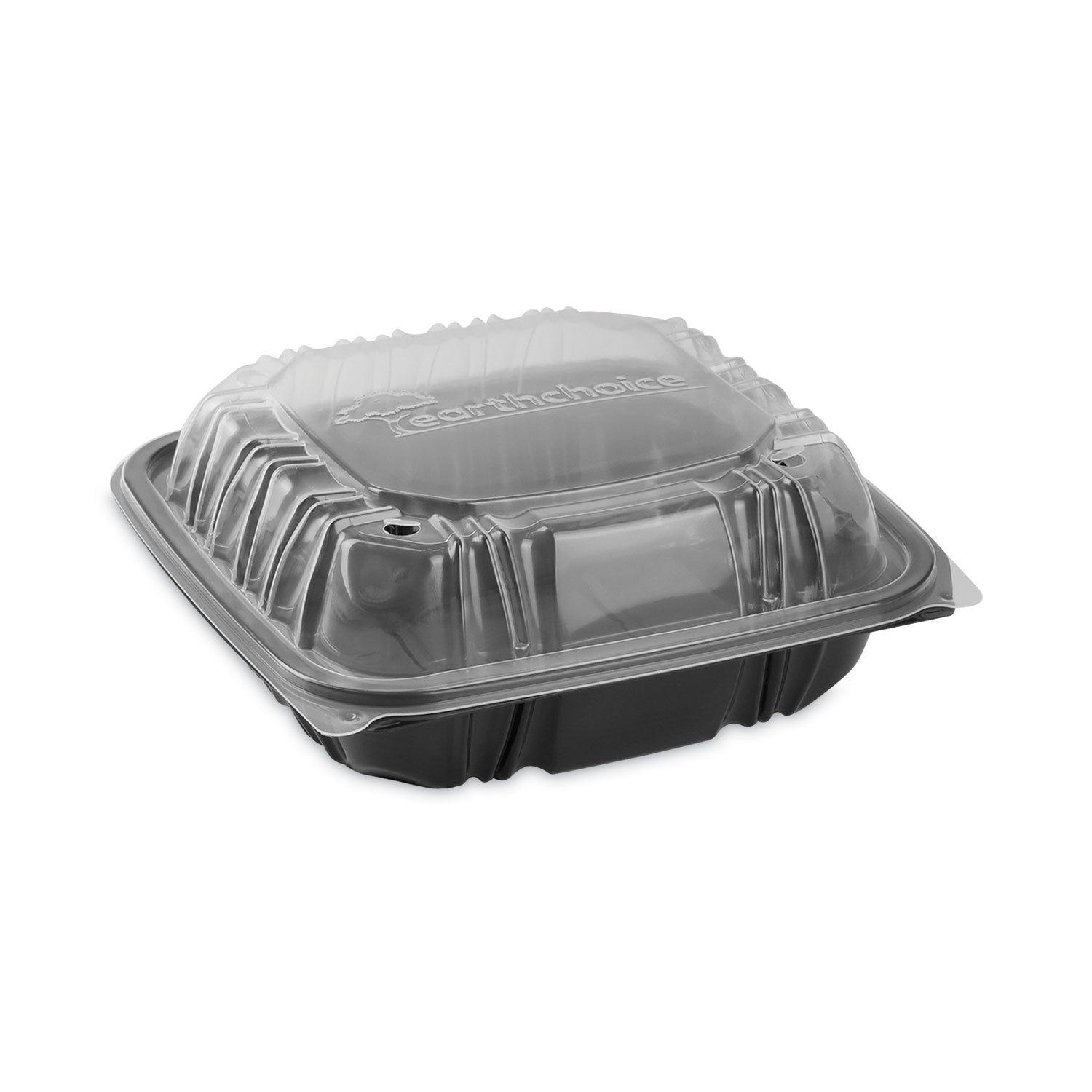 earthchoice-vented-dual-color-microwavable-hinged-lid-container-1-compartment-28oz-75x75x3-black-clear-plastic-150-ct_pctdc757100b000 - 1