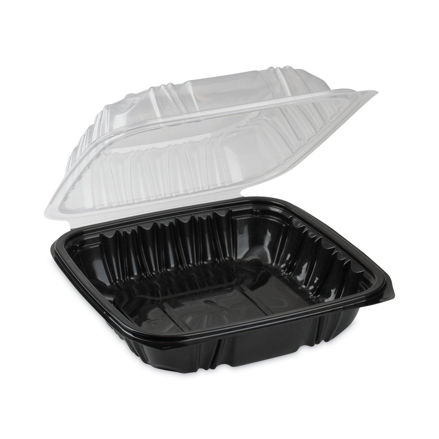 earthchoice-vented-dual-color-microwavable-hinged-lid-container-1-compartment-28oz-75x75x3-black-clear-plastic-150-ct_pctdc757100b000 - 2