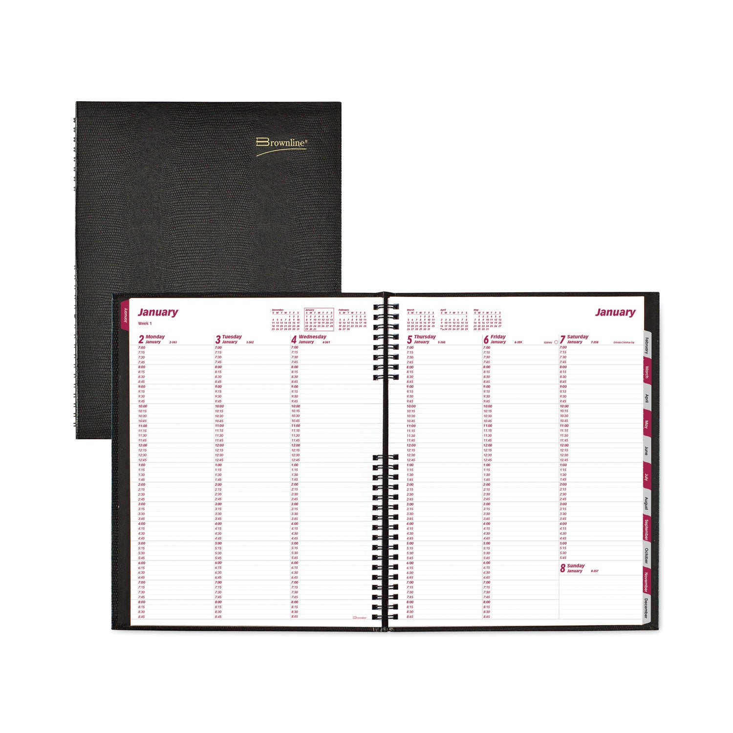 coilpro-weekly-appointment-book-in-columnar-format-11-x-85-black-lizard-look-cover-12-month-jan-to-dec-2024_redcb950cblk - 1