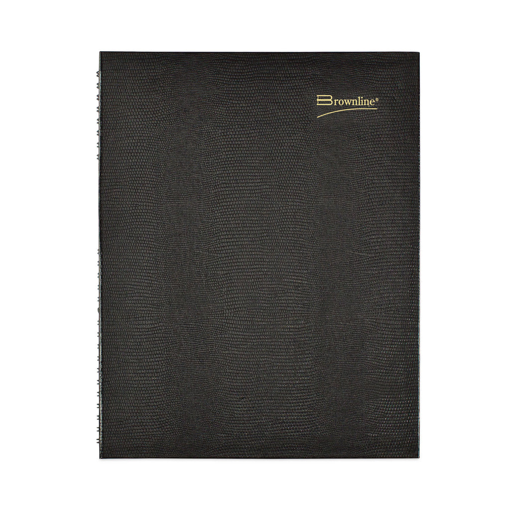 CoilPro Weekly Appointment Book in Columnar Format, 11 x 8.5, Black Lizard-Look Cover, 12-Month (Jan to Dec): 2024
