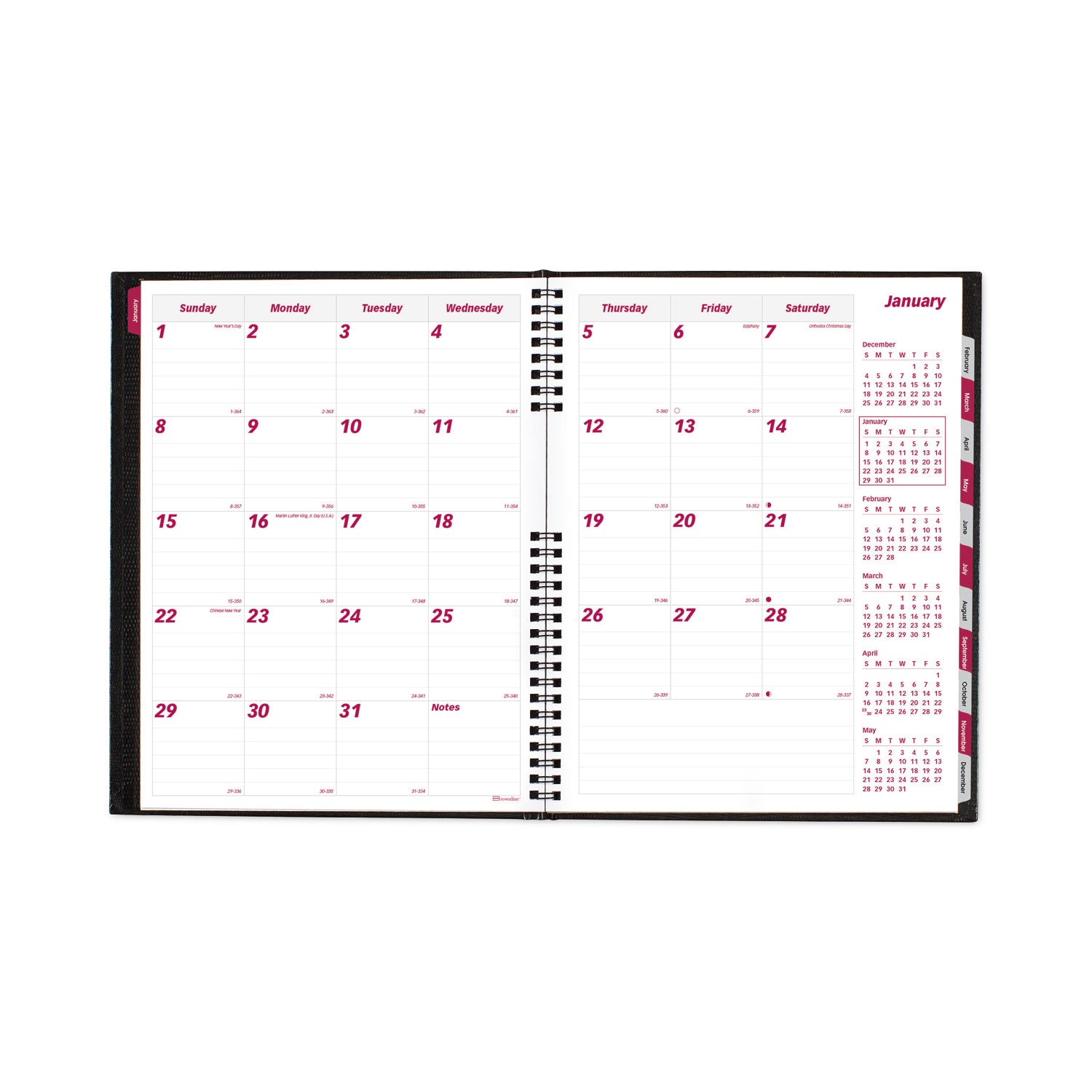 CoilPro 14-Month Ruled Monthly Planner, 11 x 8.5, Black Cover, 14-Month (Dec to Jan): 2023 to 2025