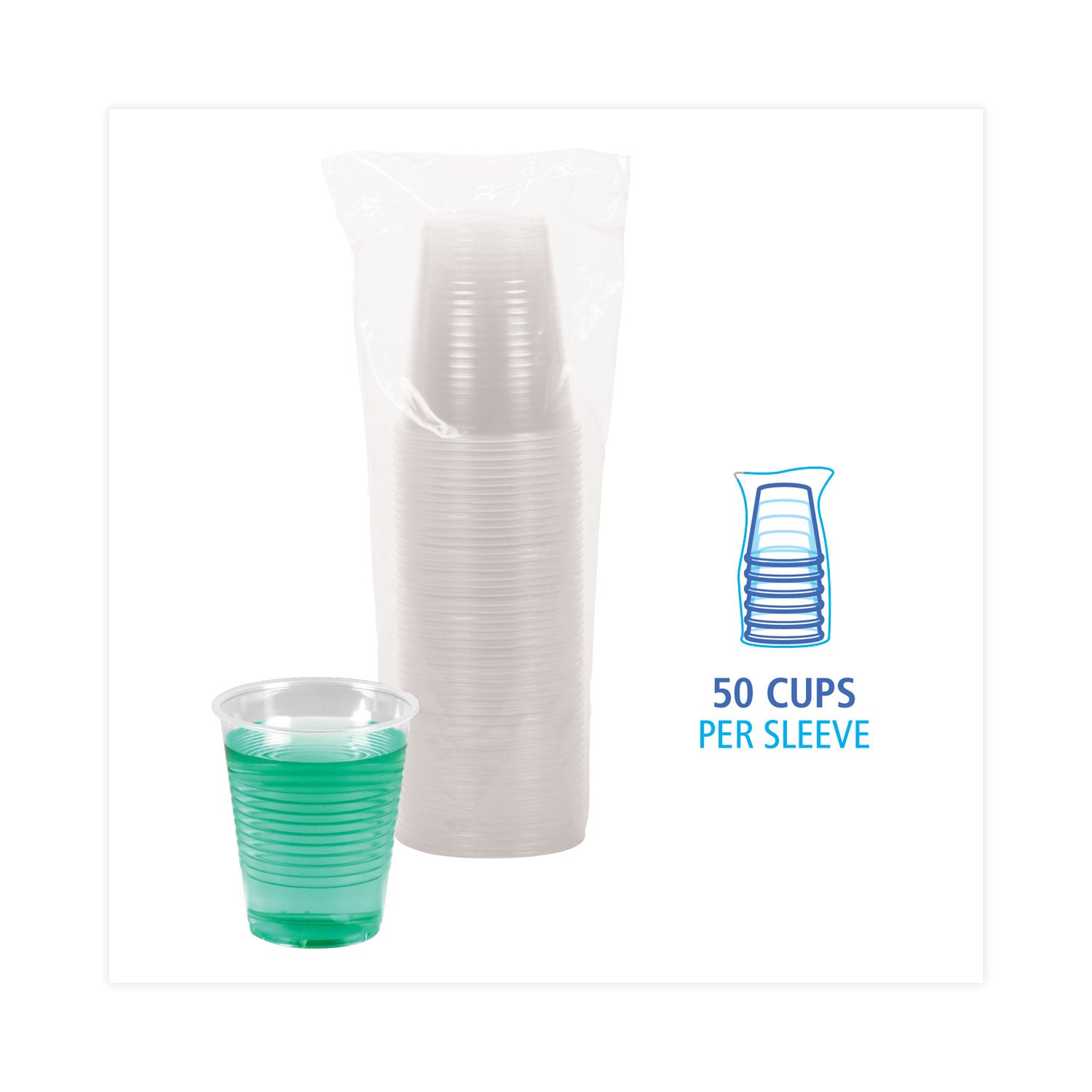 Translucent Plastic Cold Cups, 12 oz, Polypropylene, 50/Pack