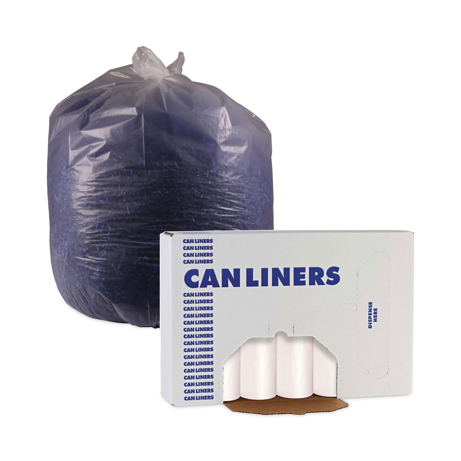 High-Density Can Liners, 16 gal, 6 mic, 24" x 33", Natural, 50 Bags/Roll, 20 Rolls/Carton