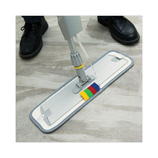 Bucketless Microfiber Mop System, 5 x 18 Blue Microfiber Head, 59" Gray Aluminum/Polypropylene Handle