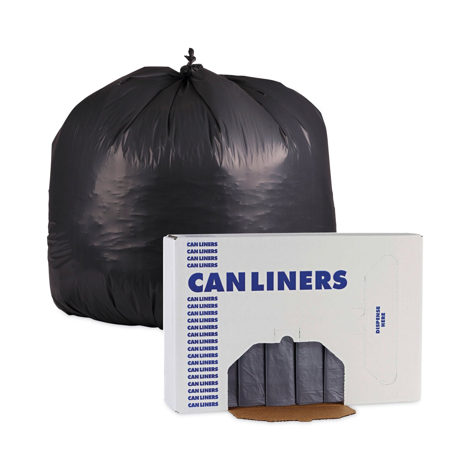 Linear Low Density Industrial Can Liners, 60 gal, 1.3 mil, 38 x 58, Gray, 100/Carton