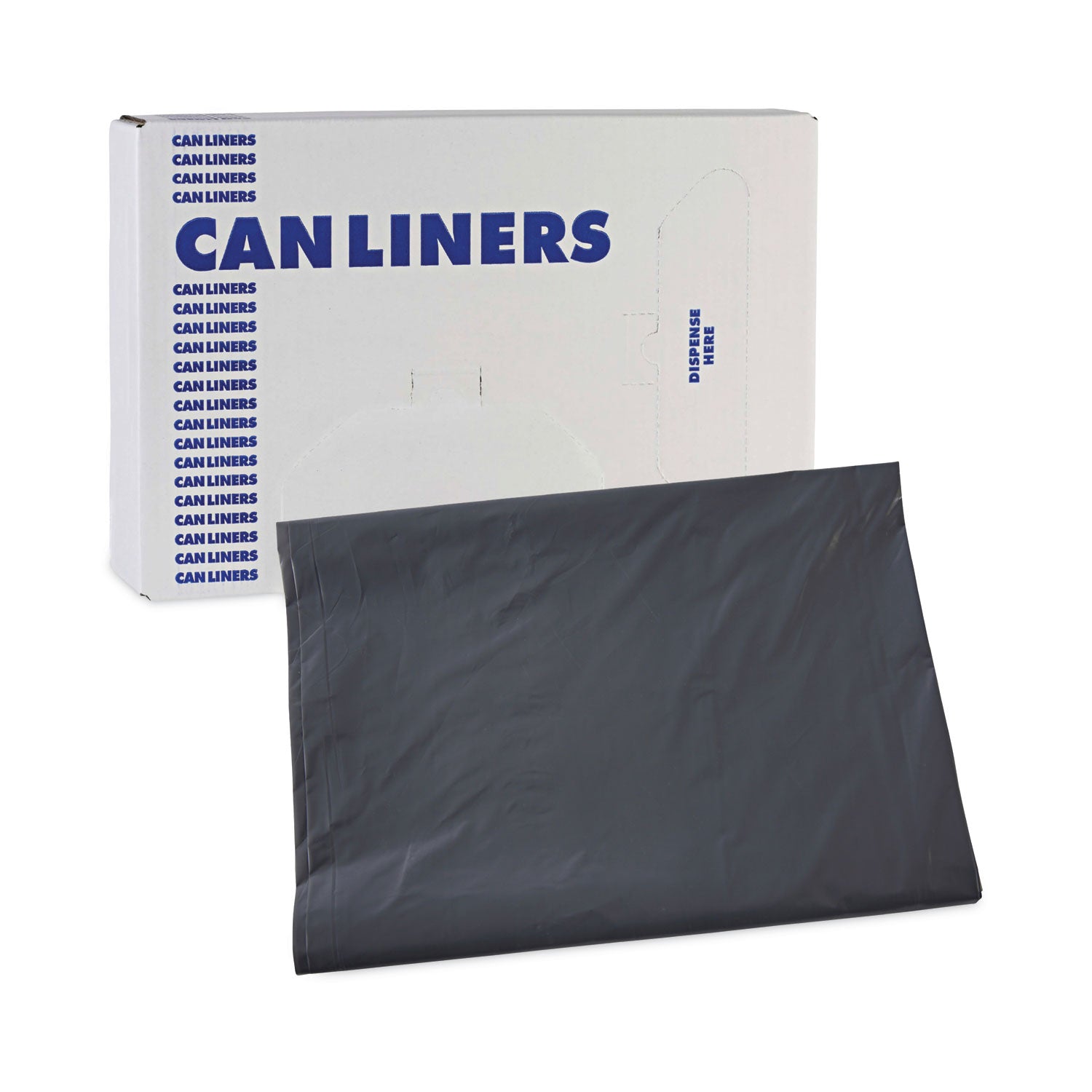 Linear Low Density Industrial Can Liners, 60 gal, 1.3 mil, 38 x 58, Gray, 100/Carton