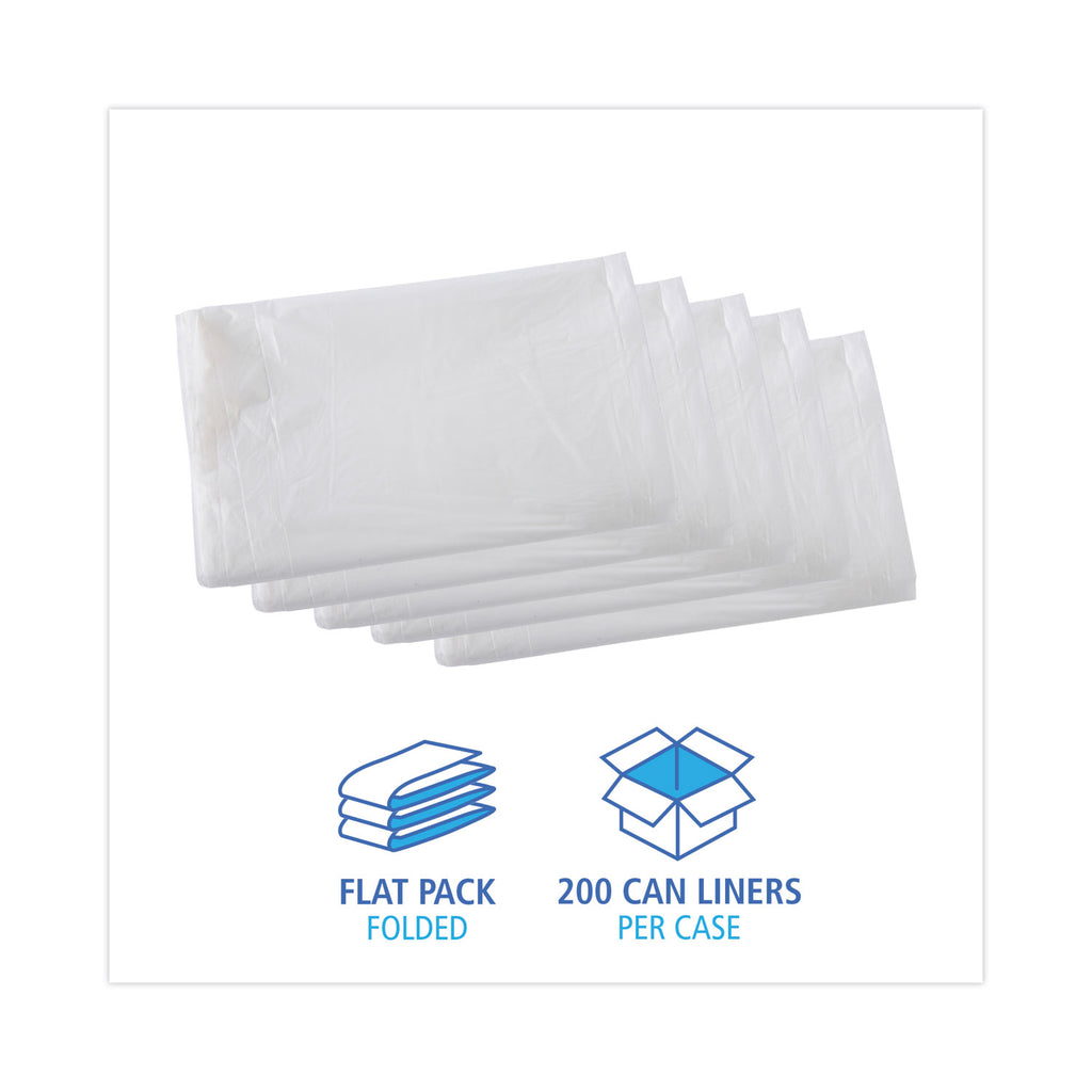 High Density Industrial Can Liners Flat Pack, 33 gal, 16 mic, 33 x 40, Natural, 200/Carton