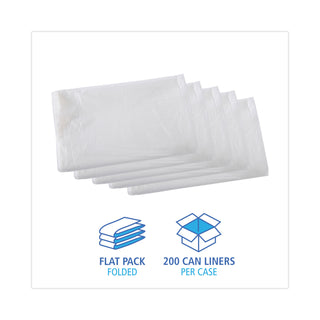 High Density Industrial Can Liners Flat Pack, 33 gal, 16 mic, 33 x 40, Natural, 200/Carton