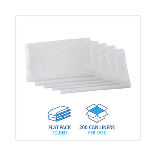 High Density Industrial Can Liners Flat Pack, 45 gal, 16 mic, 40 x 48, Natural, 200/Carton