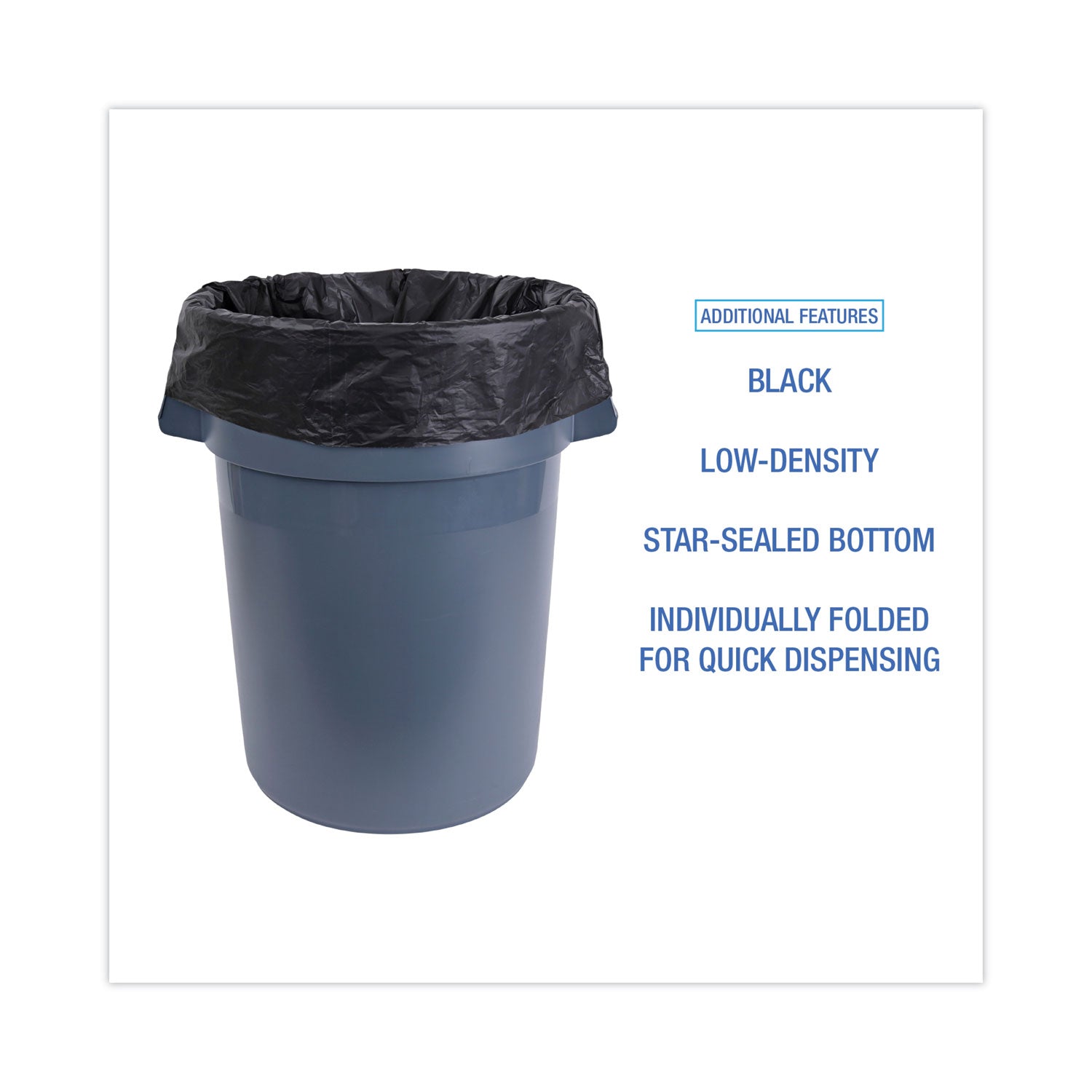 Linear Low Density Industrial Can Liners, 60 gal, 0.7 mil, 38 x 58, Black, 100/Carton