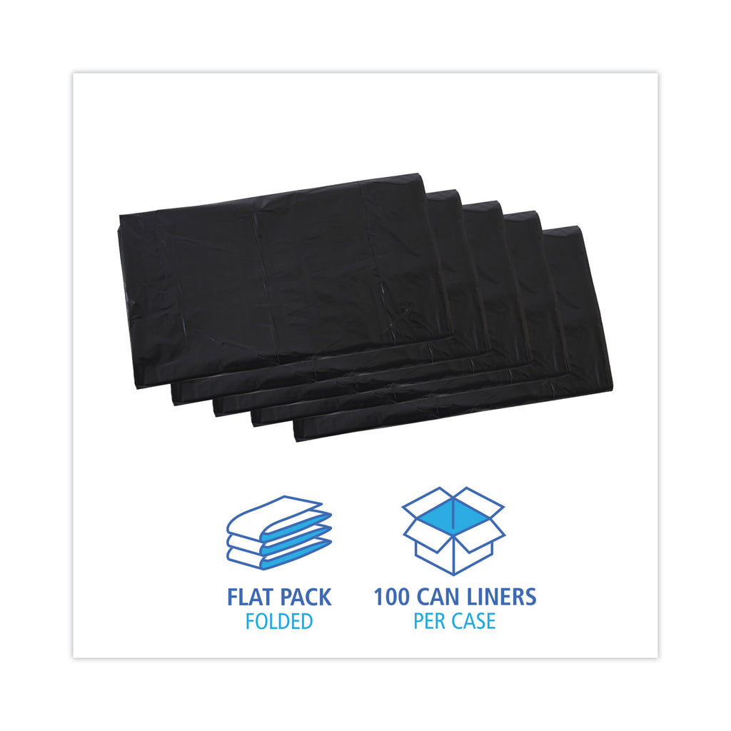 Linear Low Density Industrial Can Liners, 45 gal, 0.7 mil, 40 x 46, Black, 100/Carton
