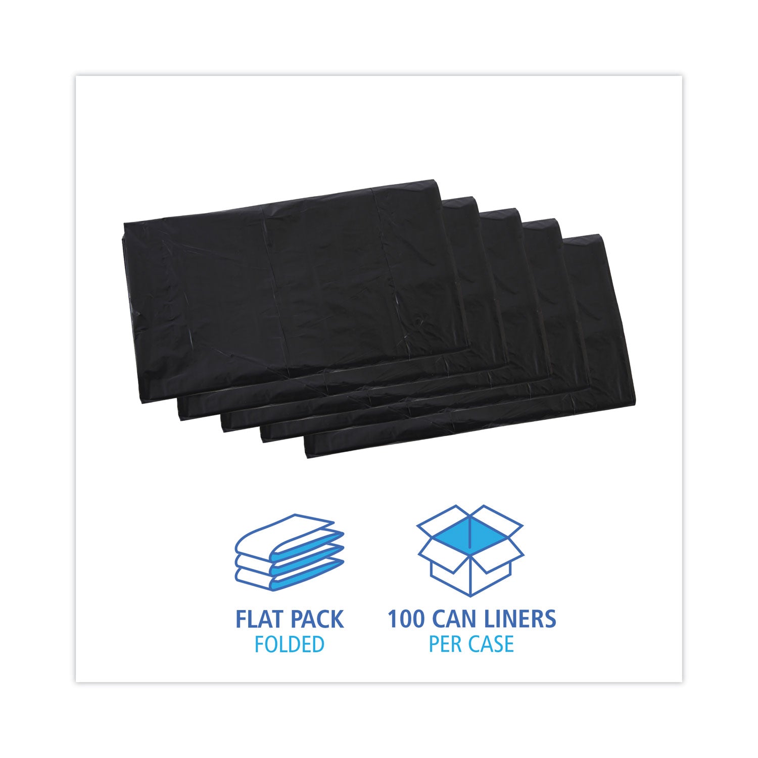 Linear Low Density Industrial Can Liners, 45 gal, 0.7 mil, 40 x 46, Black, 100/Carton