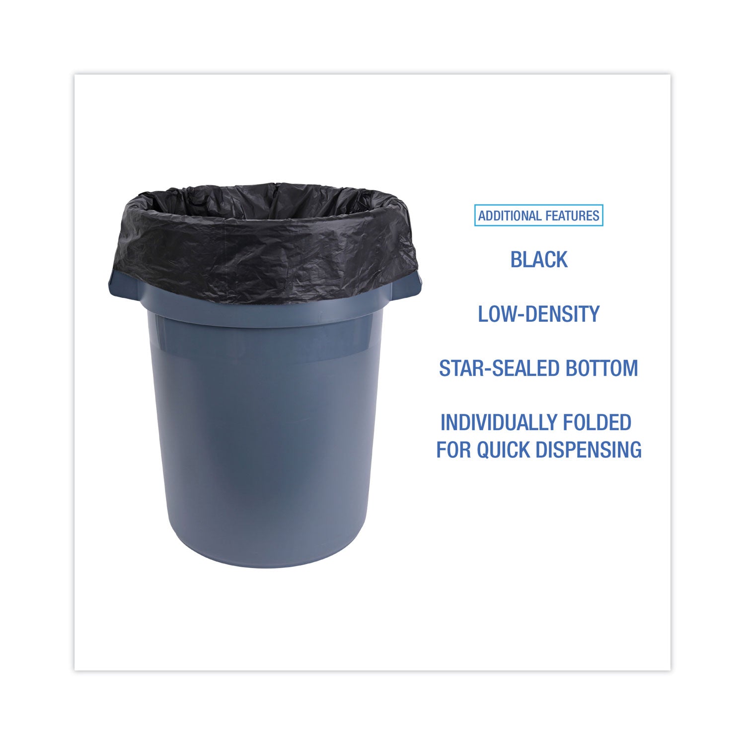 Linear Low Density Industrial Can Liners, 45 gal, 0.7 mil, 40 x 46, Black, 100/Carton
