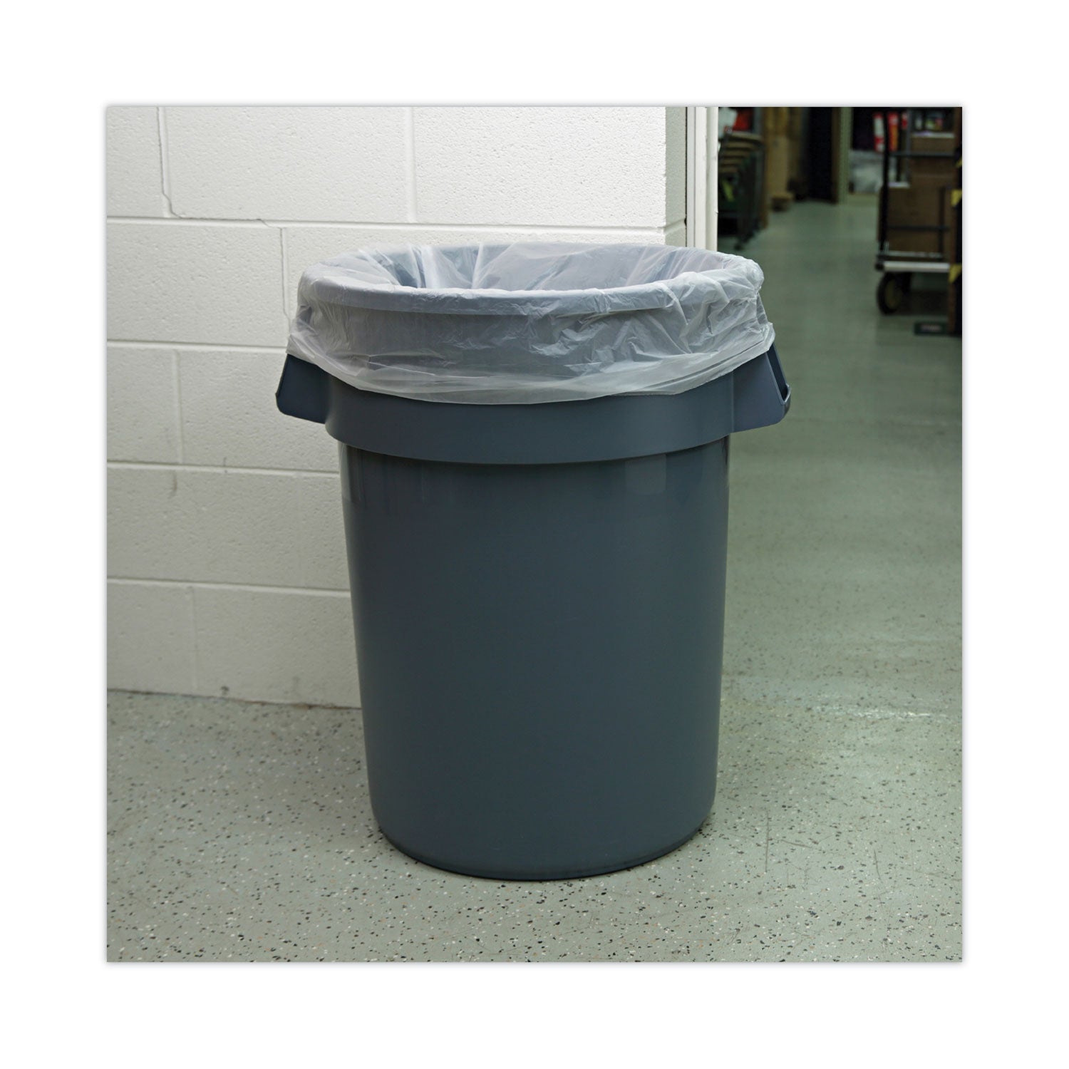 High Density Industrial Can Liners Coreless Rolls, 45 gal, 13 mic, 40 x 48, Natural, 25 Bags/Roll, 10 Rolls/Carton