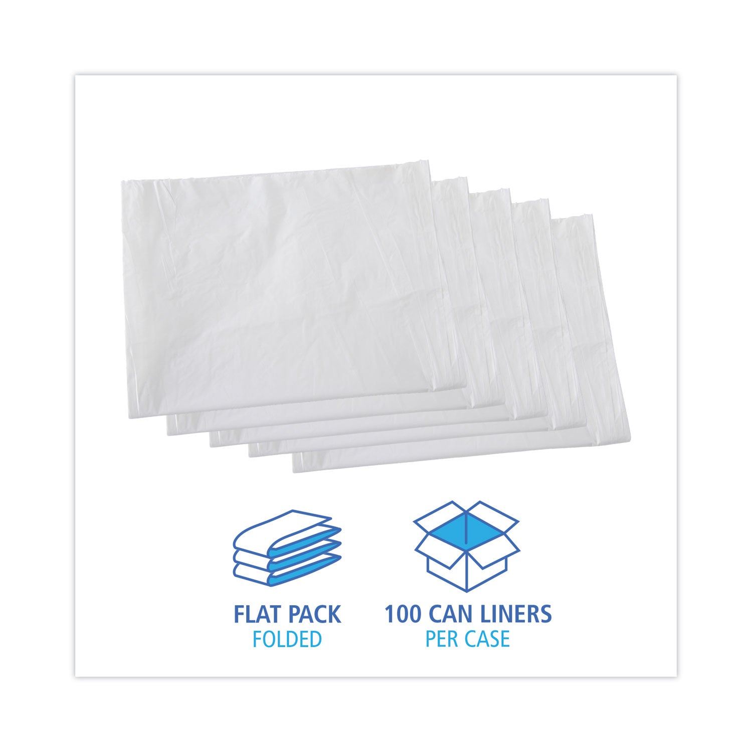 Linear Low Density Industrial Can Liners, 60 gal, 0.7 mil, 38 x 58, White, 100/Carton