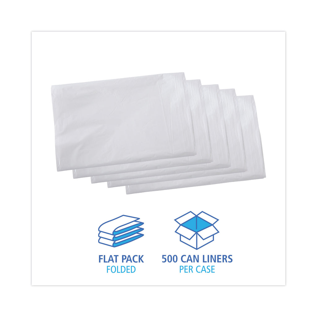 Linear Low Density Industrial Can Liners, 16 gal, 0.5 mil, 24 x 32, White, 500/Carton