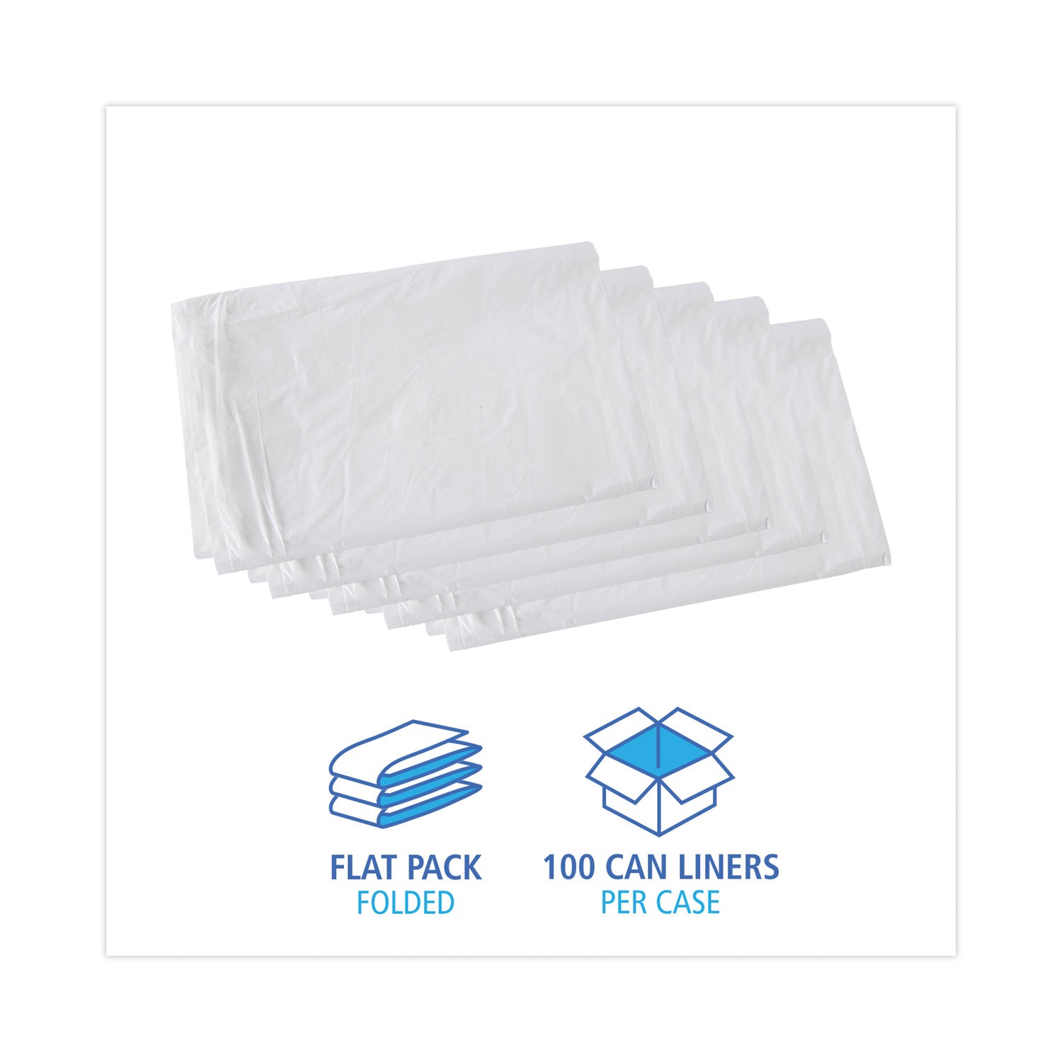 Linear Low Density Industrial Can Liners, 30 gal, 0.9 mil, 30 x 36, White, 100/Carton
