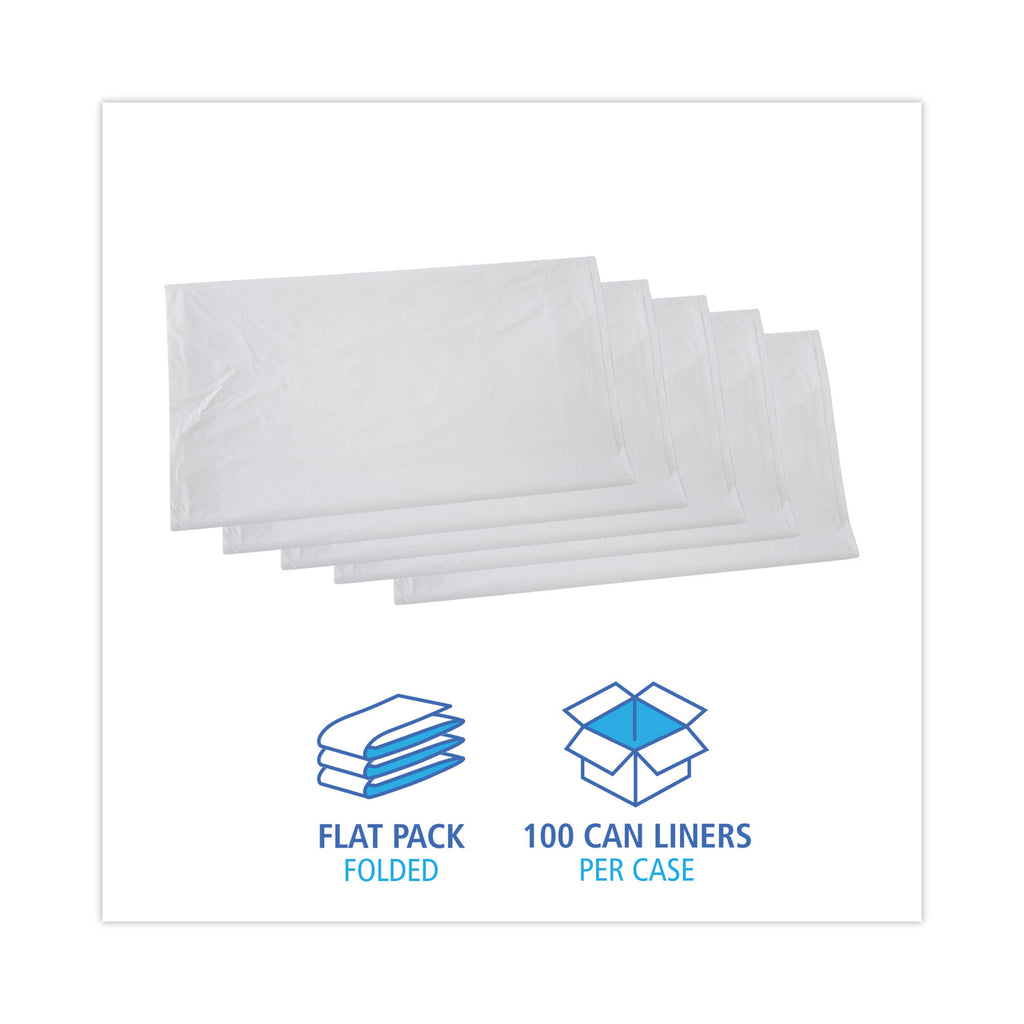 Linear Low Density Industrial Can Liners, 45 gal, 0.9 mil, 40 x 46, White, 100/Carton