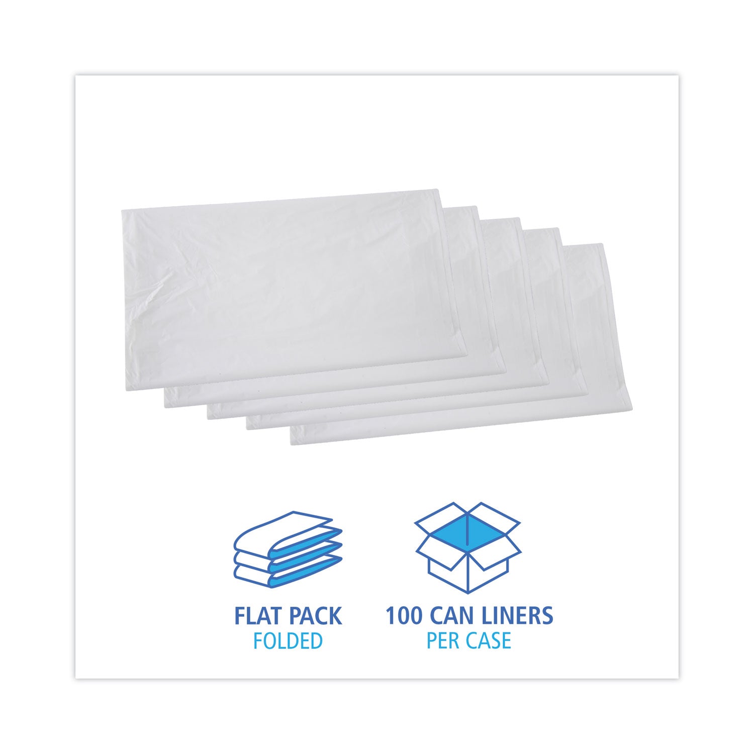 Linear Low Density Industrial Can Liners, 45 gal, 0.9 mil, 40 x 46, White, 100/Carton