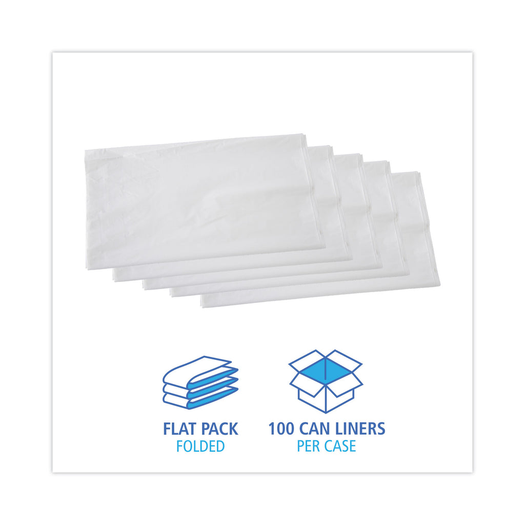 Linear Low Density Industrial Can Liners, 56 gal, 0.9 mil, 43 x 47, White, 100/Carton