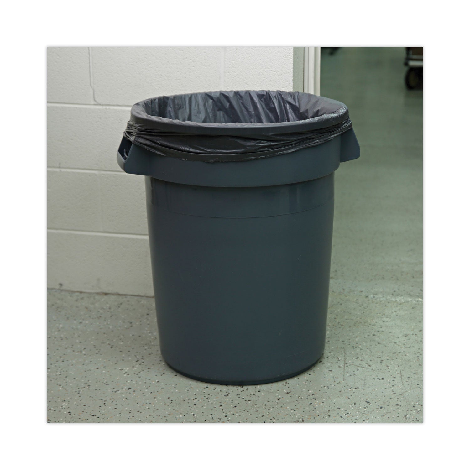 Round Waste Receptacle, 32 gal, Linear-Low-Density Polyethylene, Gray - 