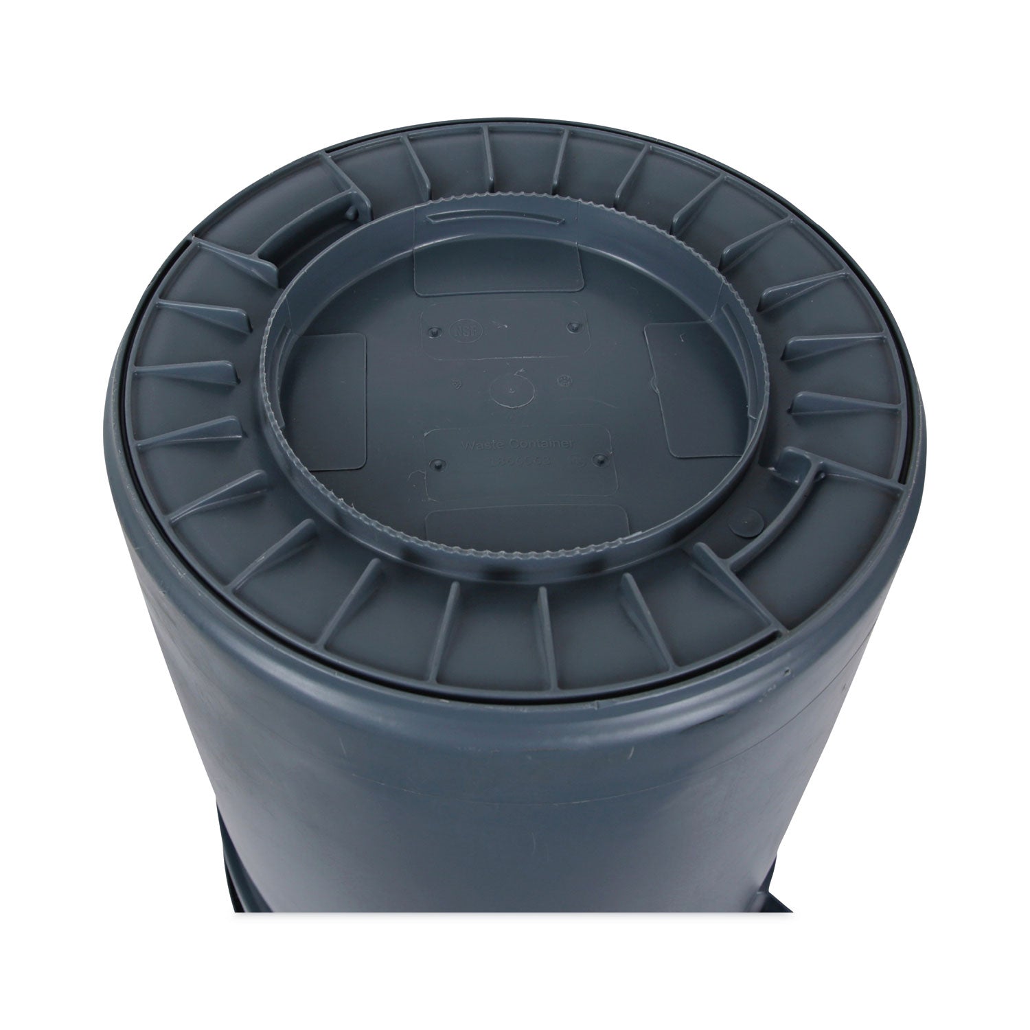 Round Waste Receptacle, 32 gal, Linear-Low-Density Polyethylene, Gray