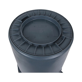 Round Waste Receptacle, 32 gal, Linear-Low-Density Polyethylene, Gray